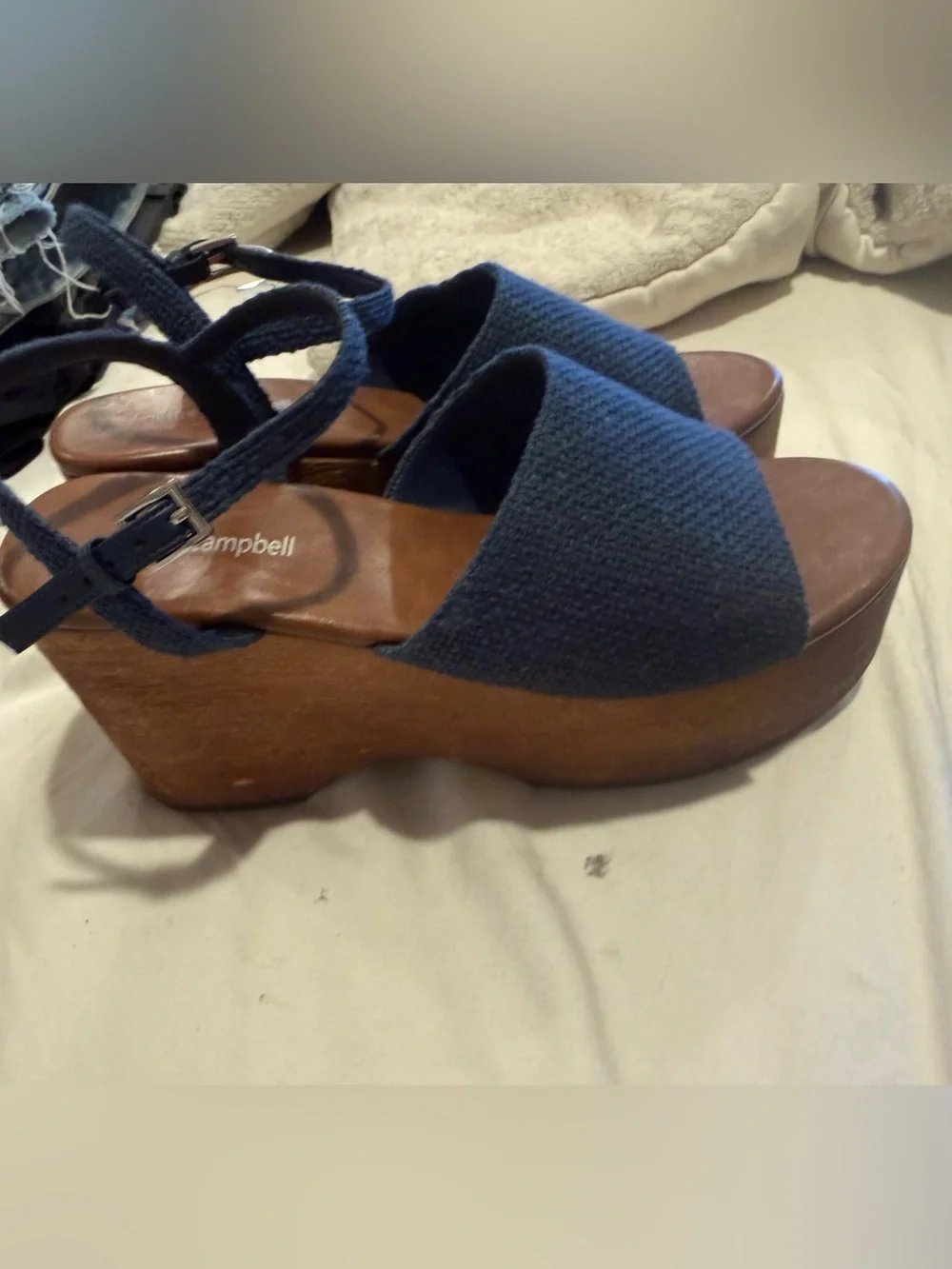 Jeffrey Campbell On Deck Wooden Wedge Platform Sandals